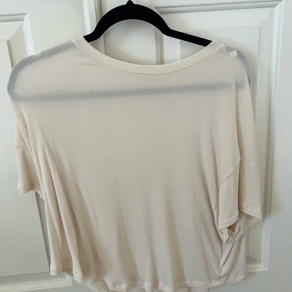 American Eagle Outfitters Cream Short Sleeve Top